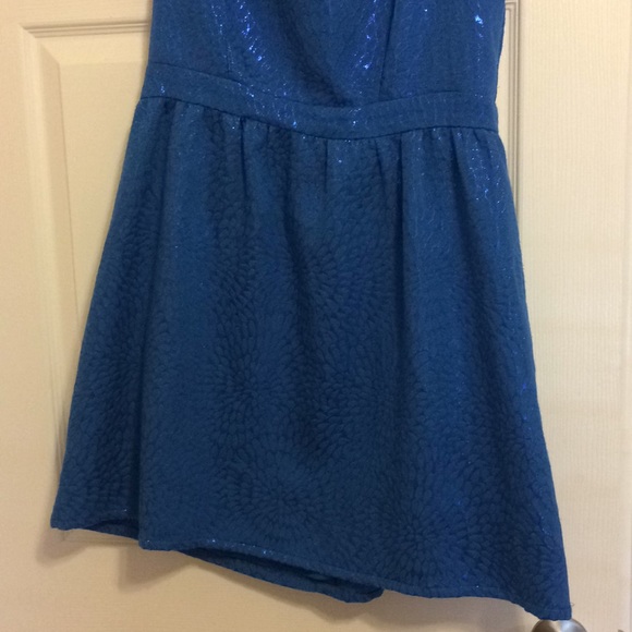 Bright blue shiny party dress , size large - Picture 3 of 5